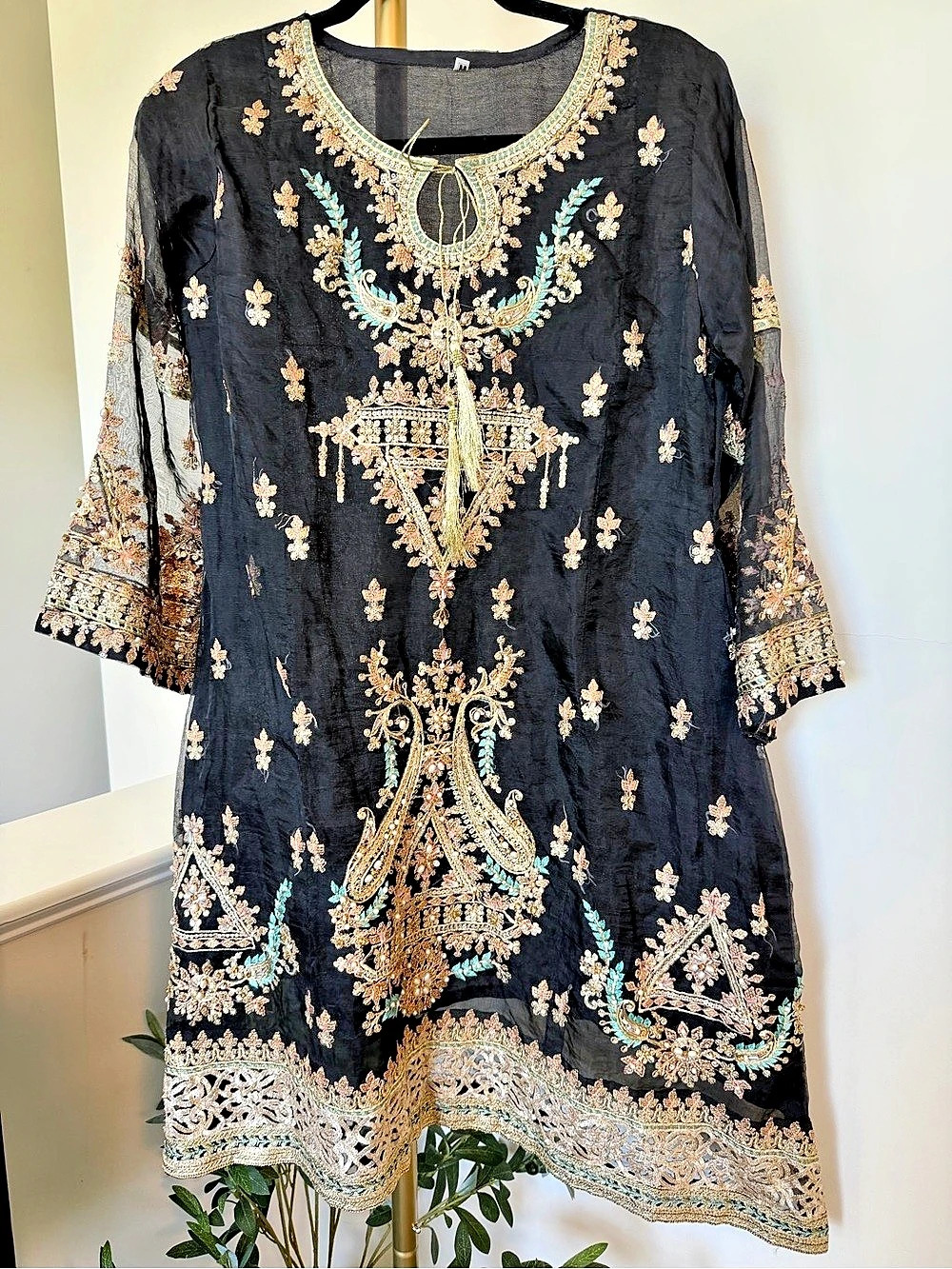 Embroidered Black Tunic formal indian Pakistani outfit